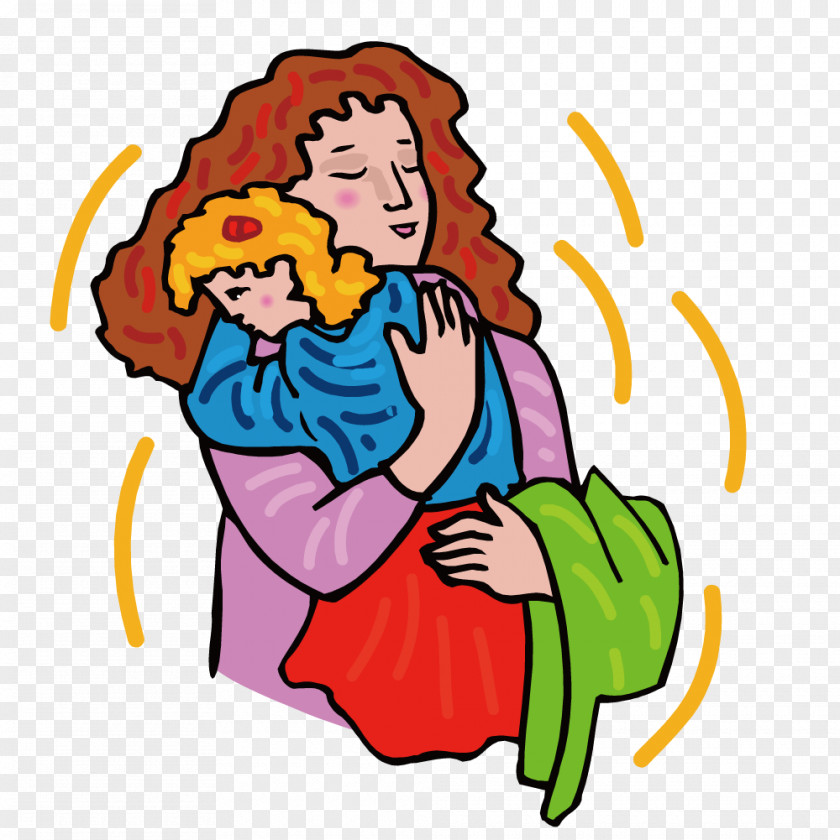 Mother Holding A Child Cartoon Illustration PNG