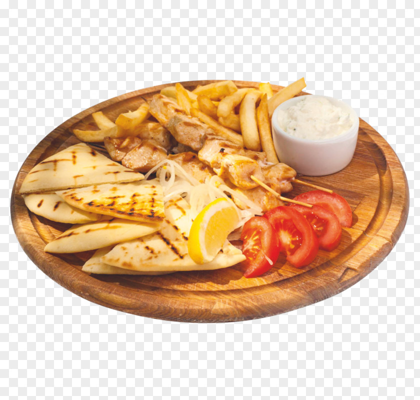 Chicken French Fries Souvlaki Tzatziki Pita Shashlik PNG