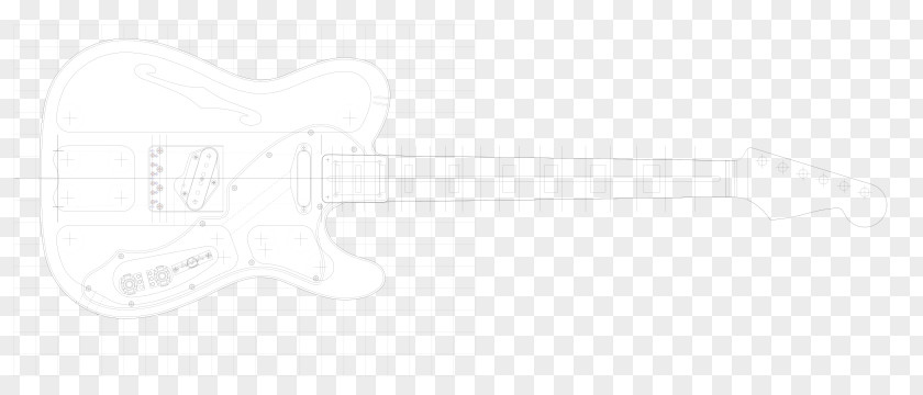 Guitar 2d Drawing White Line Art PNG