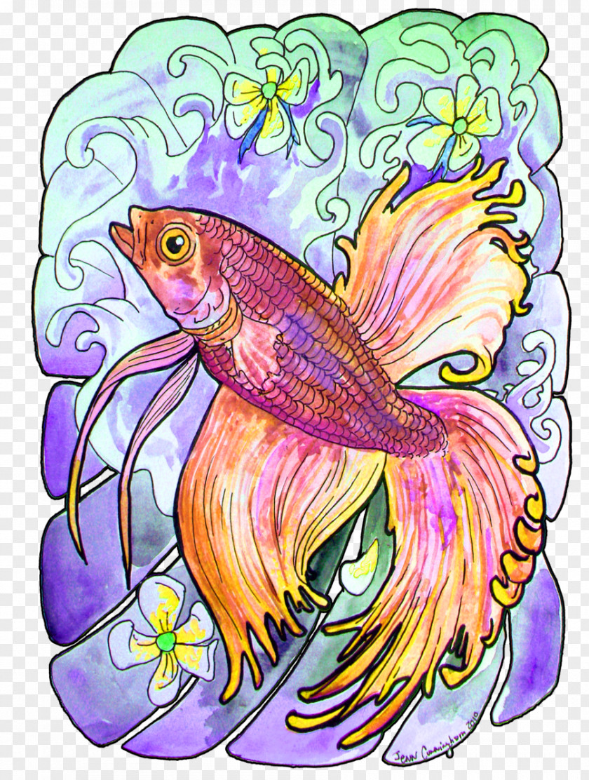 Koi Siamese Fighting Fish Angelfish Watercolor Painting Clip Art PNG