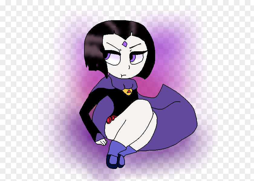 Purple Cartoon Black Hair Character PNG