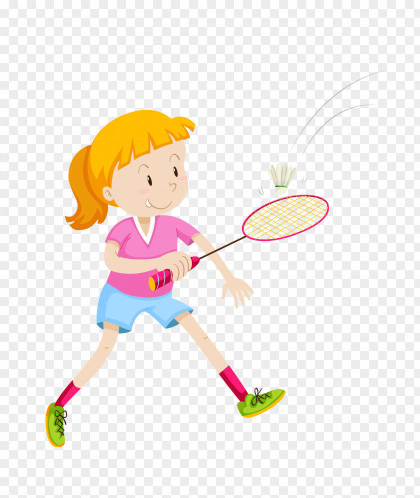 Badmintonracket Girl Illustration PNG Illustration, Playing badminton girl clipart PNG