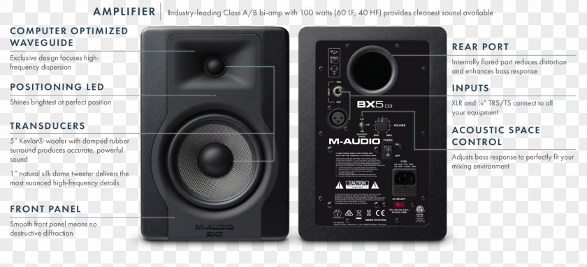 M-Audio BX5 D2 Studio Monitor Sound Loudspeaker PNG