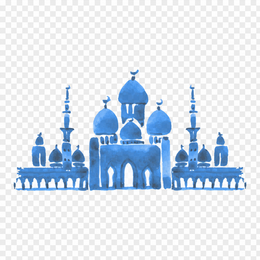 Hand Painted Watercolor Islamic Building Group Vector Architecture Painting Culture PNG