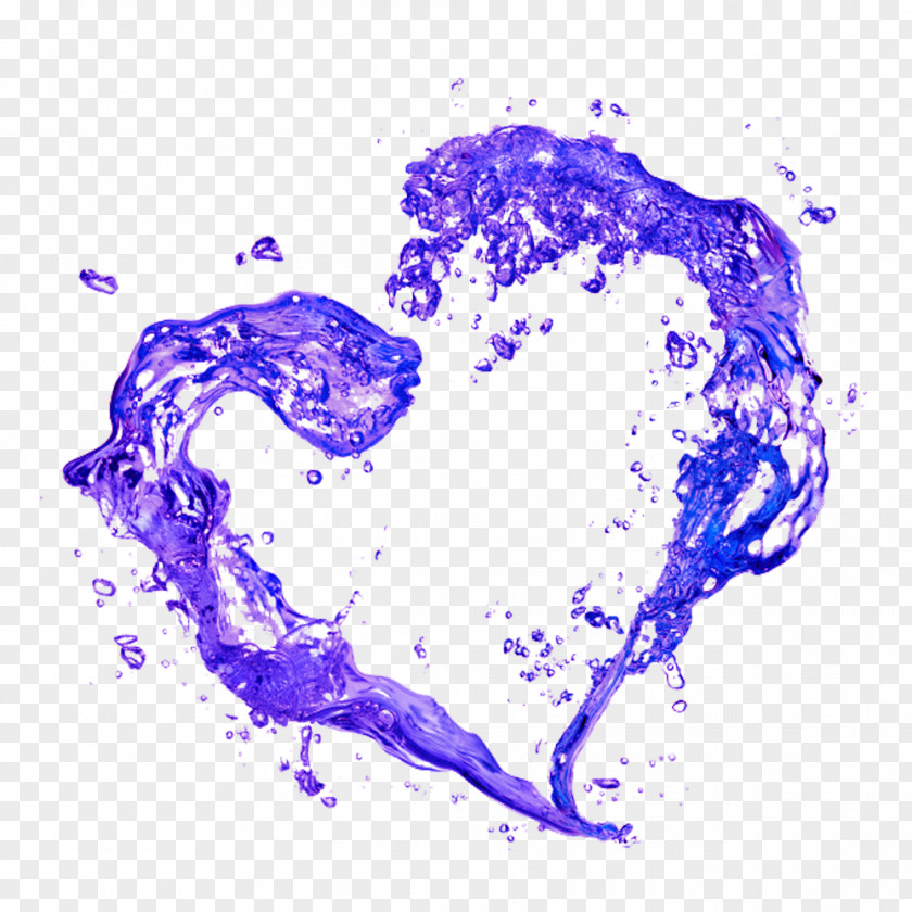 Purple Heart Water Picture Material Drop Clip Art PNG
