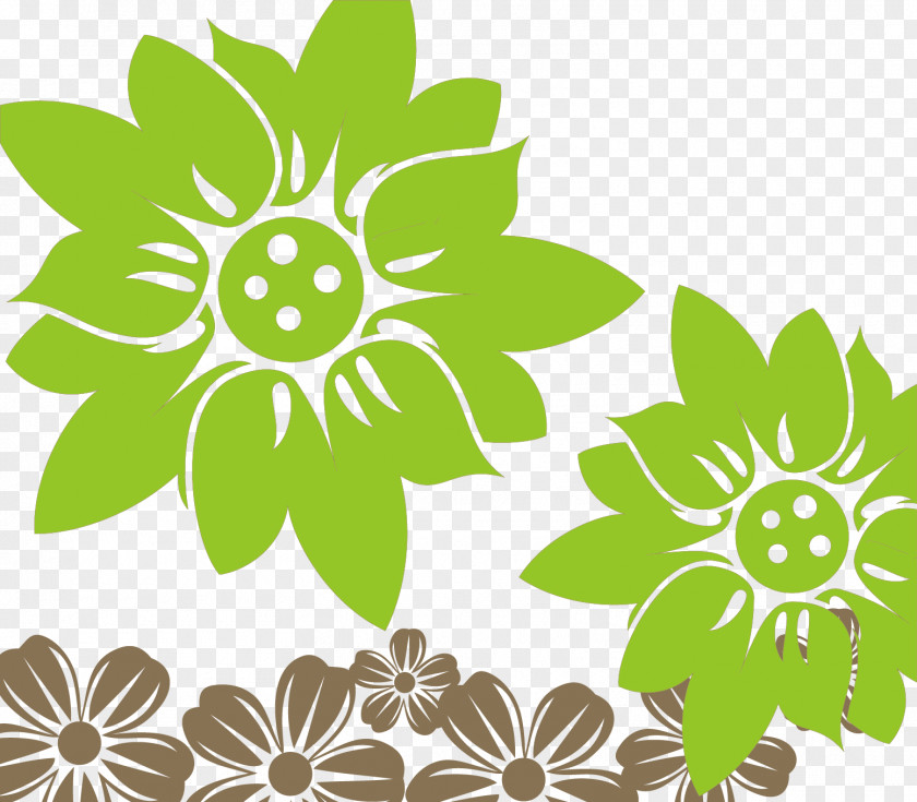 Vector Green Flowers Euclidean Flower Download Computer File PNG