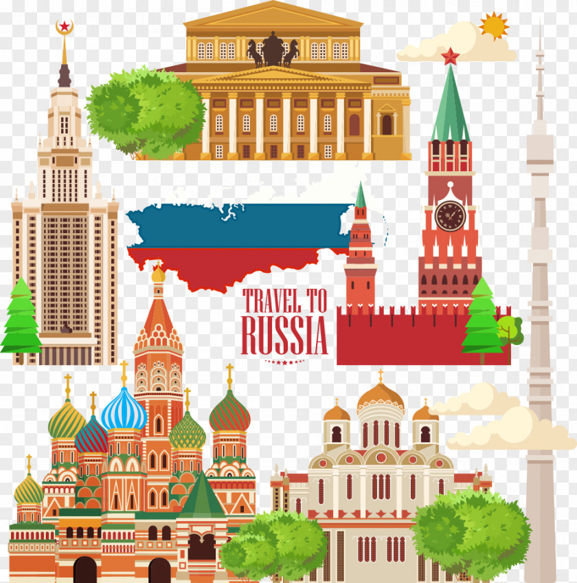 Vector Russia City Travel Moscow Kremlin Illustration PNG