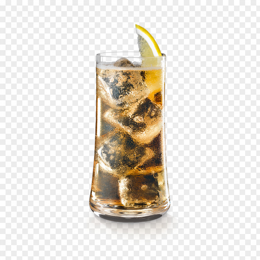Fall Into The Water With Lemon And Ice Cubes Highball Glass Rum Coke Cocktail Non-alcoholic Drink PNG