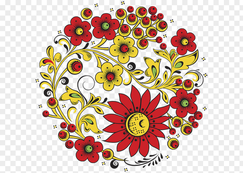 Painting Floral Design Khokhloma Ornament Folk Art PNG