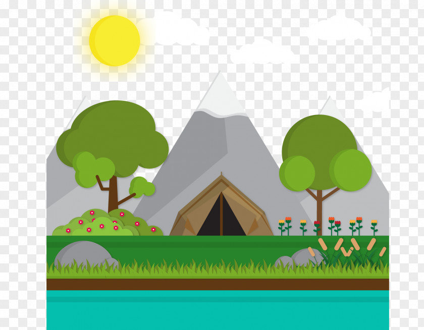 Snow Under The Tent Landscape Vector Material Camping PNG