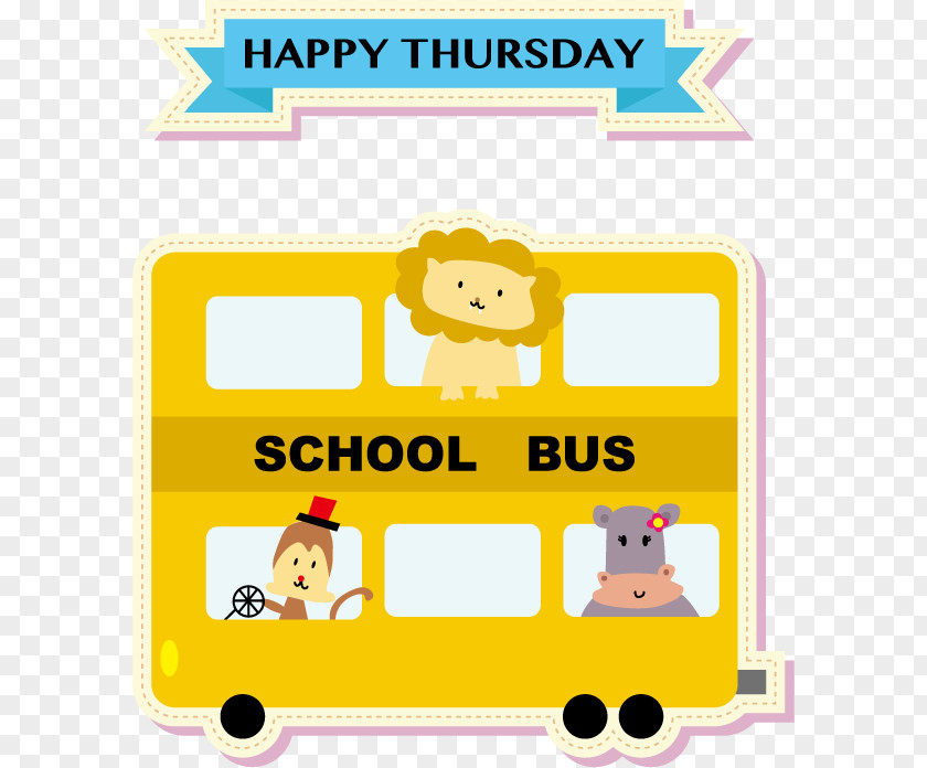 Vector School Bus Cartoon Illustration PNG
