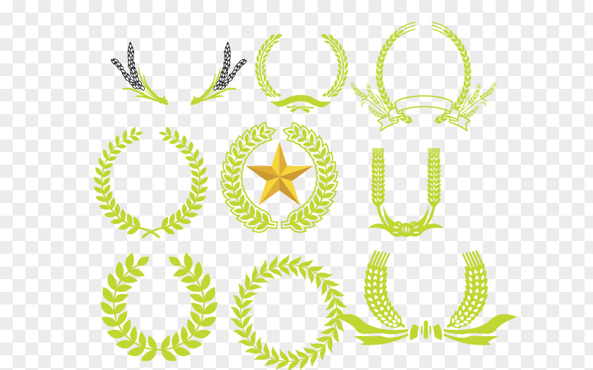 Hand-painted Vector Wheat Olive Wreath Euclidean PNG