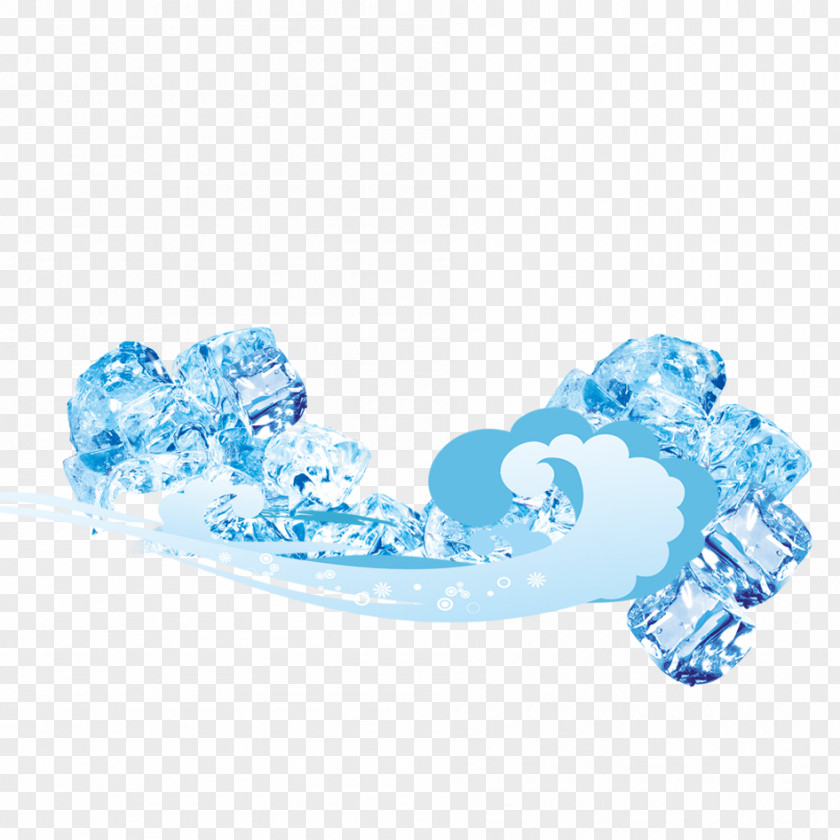 Slightly Cool Ice Material Blue Cube PNG