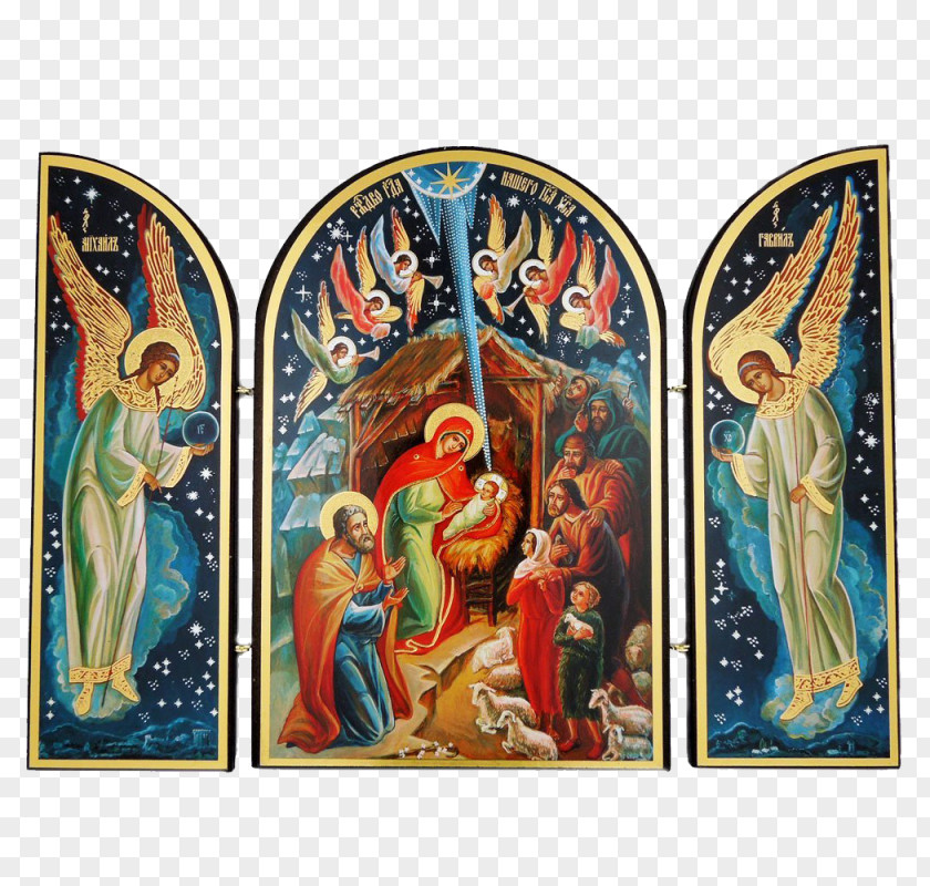 Style Mural Christmas Nativity PNG