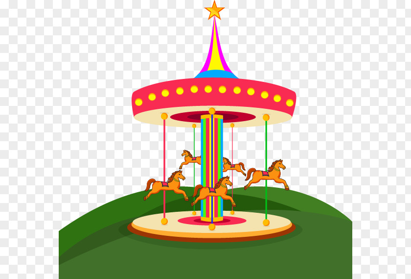 Cartoon Circus Carousel PNG