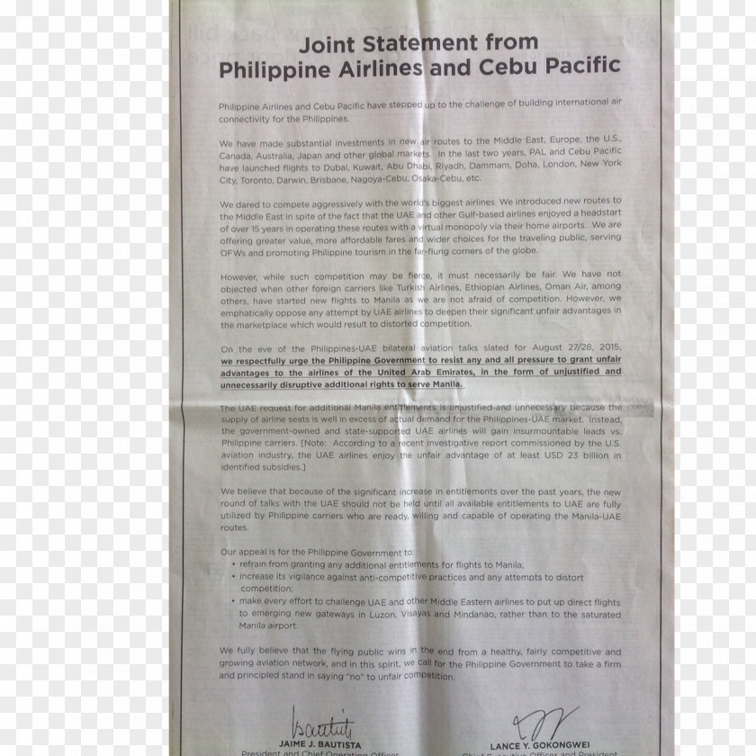 Philippine Airlines Document PNG