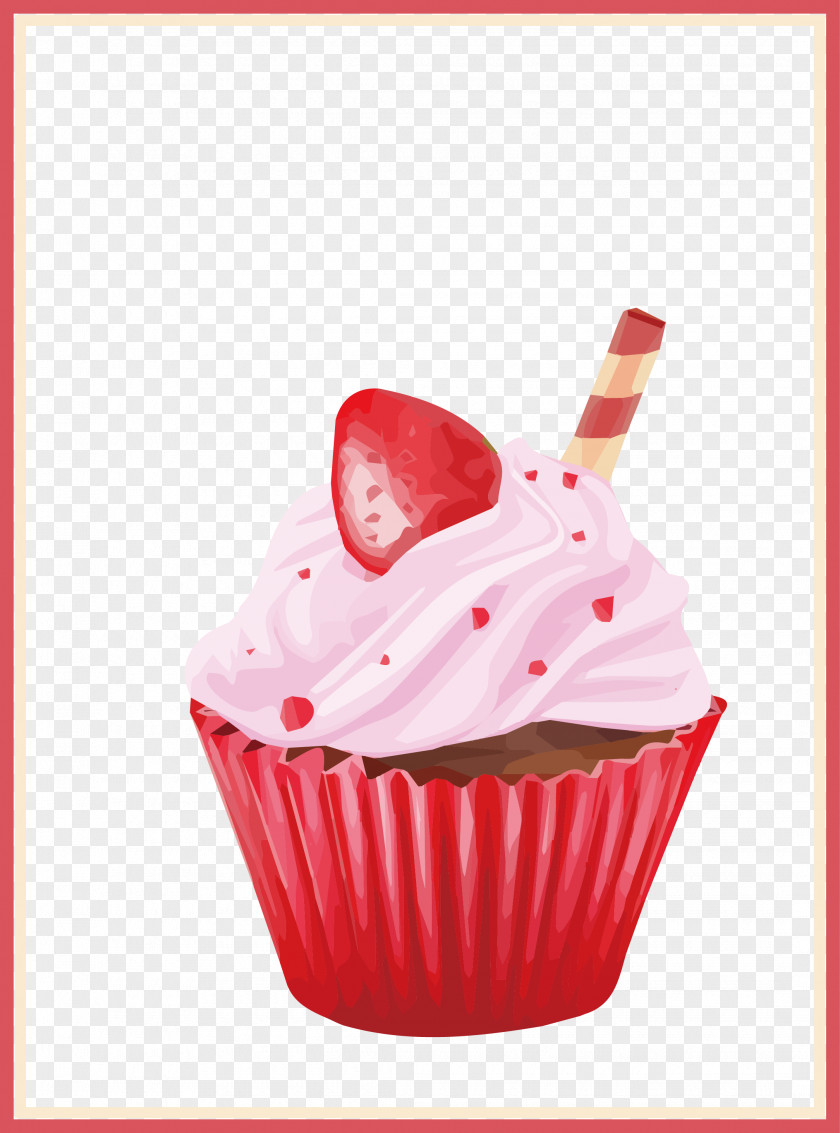 Strawberry Cake Vector Cupcake Egg Tart Cream PNG