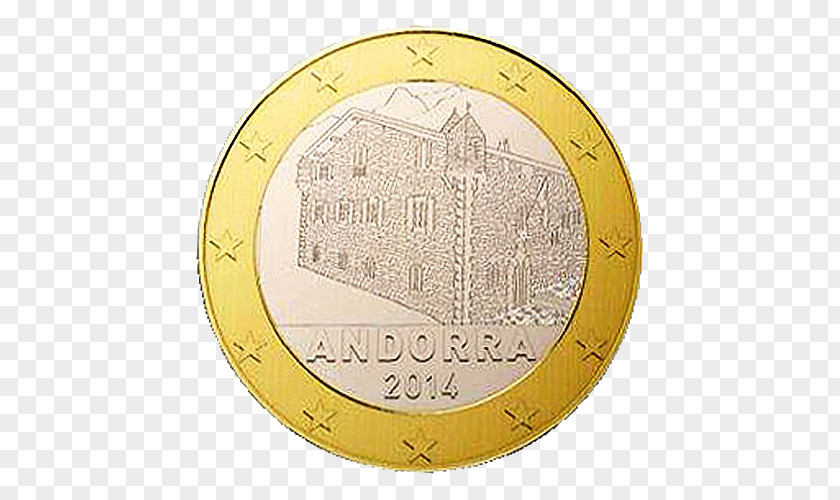 1 Euro Coin Coins Andorra La Vella PNG