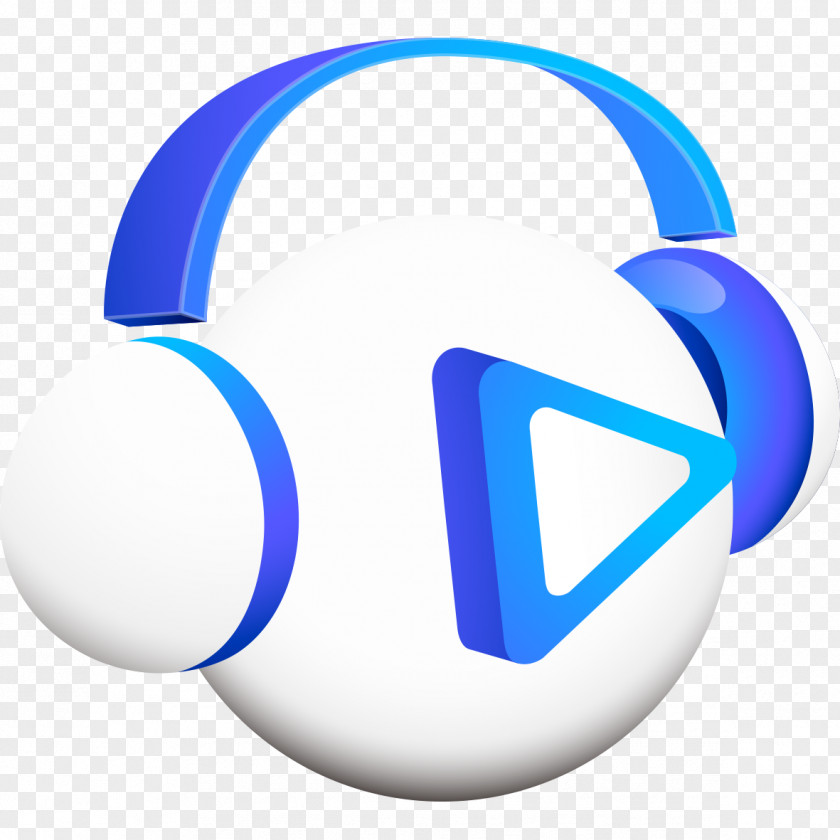 Blue Headphones Media Player Icon PNG