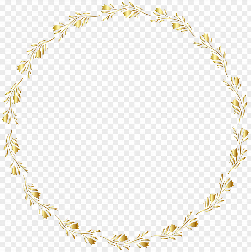 Gold Round Floral Border Transparent Clip Art Image Yellow Product Pattern PNG