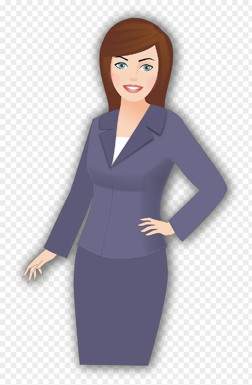 Businessperson Black Hair Clothing Standing Purple Dress Formal Wear PNG