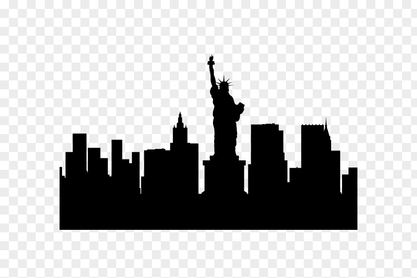 Silhouette New York City Skyline PNG