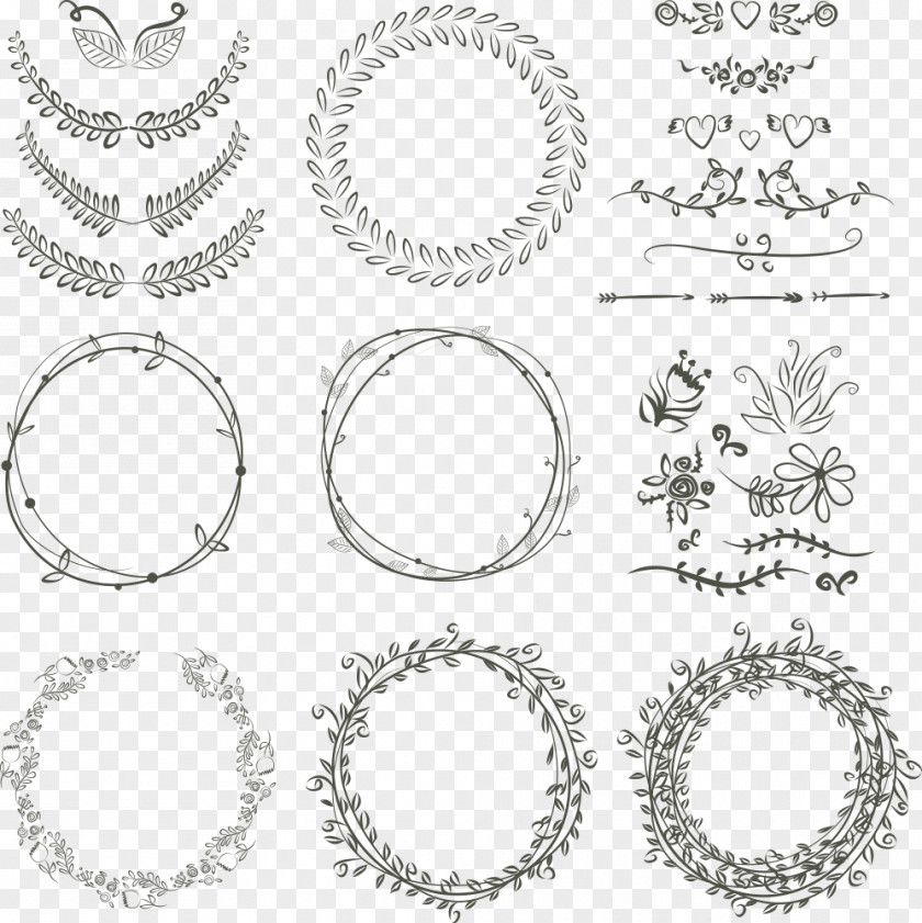 Vector Flowers Ring Laurel Wreath Wedding Invitation Drawing PNG