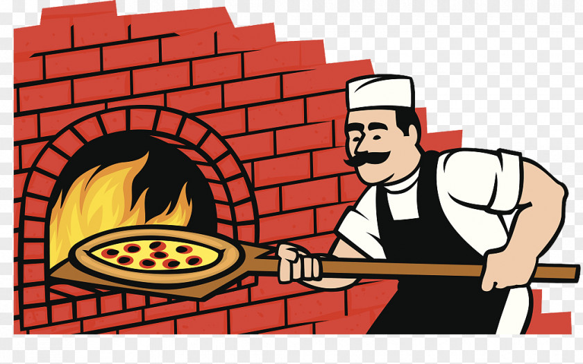 The Red Brick Fireplace With Illustrations Pizza Italian Cuisine Wood-fired Oven Masonry Clip Art PNG