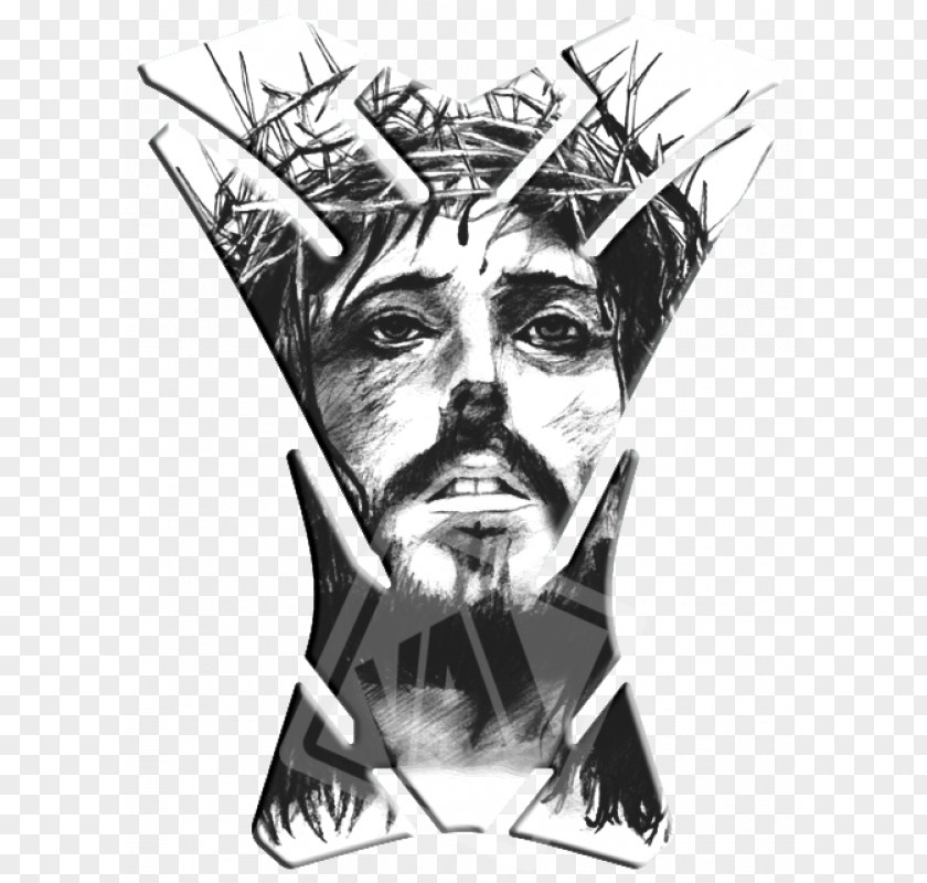 Drawing Black And White Christ PNG