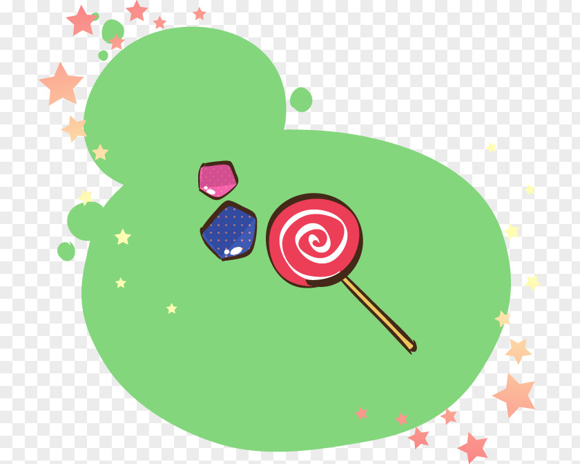 Painted Green Background Star Lollipop Element Clip Art PNG