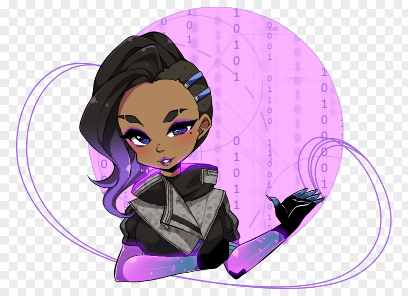 Purple Black Hair Character PNG
