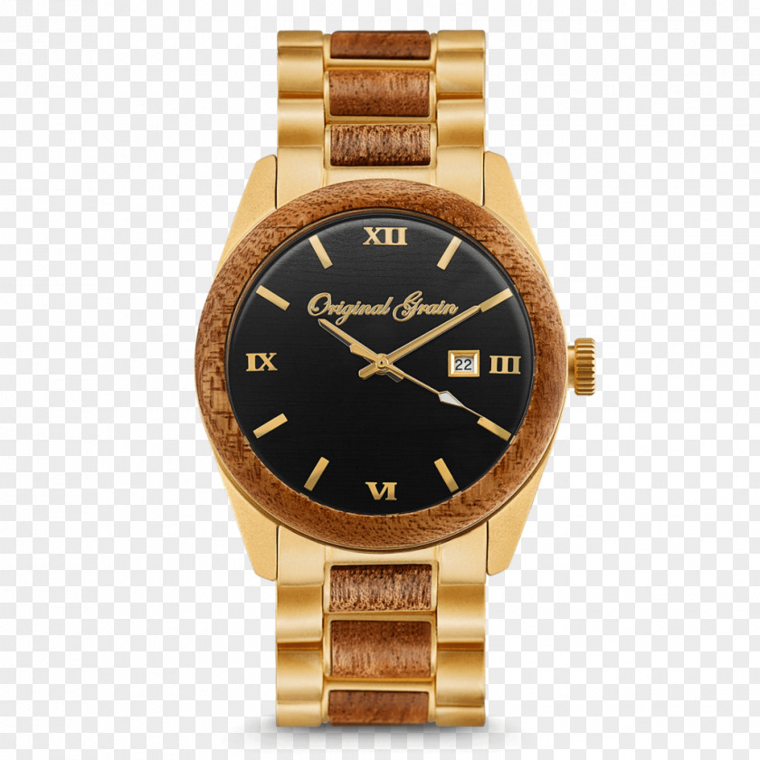 Watch Skeleton Mahogany Gold Plating Wood PNG