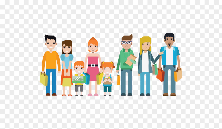 Consumer Rights Go To The Whole Family Shopping Together Art Illustration PNG