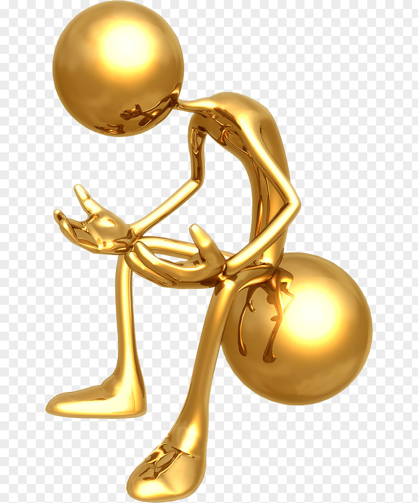 Golden Man Image 3D Computer Graphics Stick Figure Stock Illustration PNG
