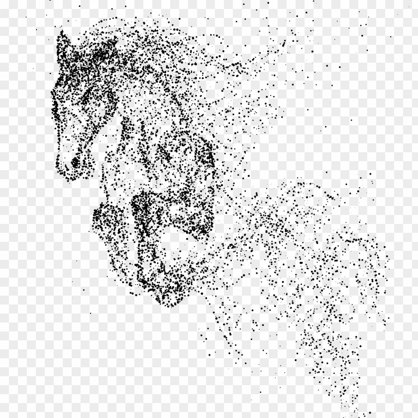 Hand Painted Ink Flow Running Horse PNG