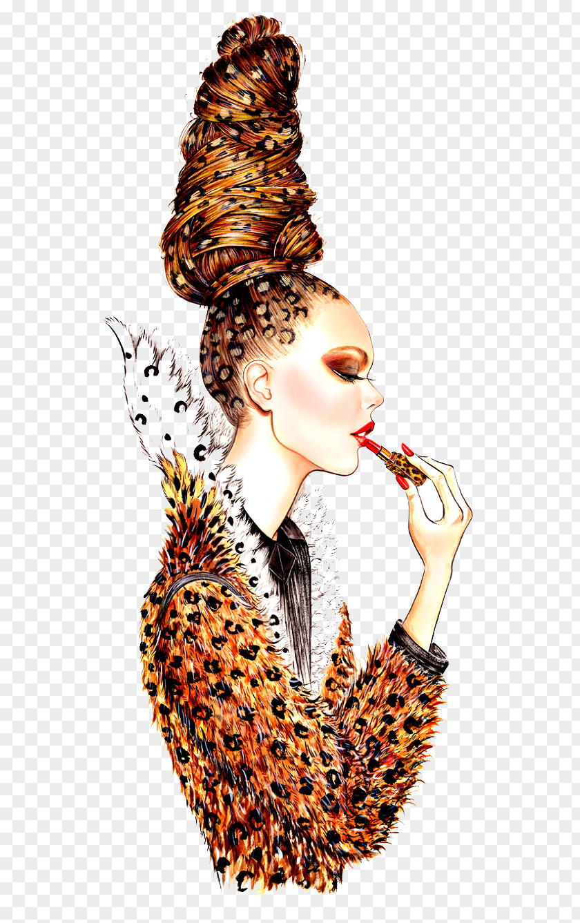 Hand-painted Plate Hair Female Fashion Illustration Drawing Haute Couture PNG
