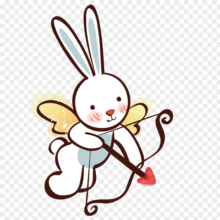 A Rabbit With Heart Of Love Cartoon Qixi Festival Valentine's Day Couple Cupid PNG