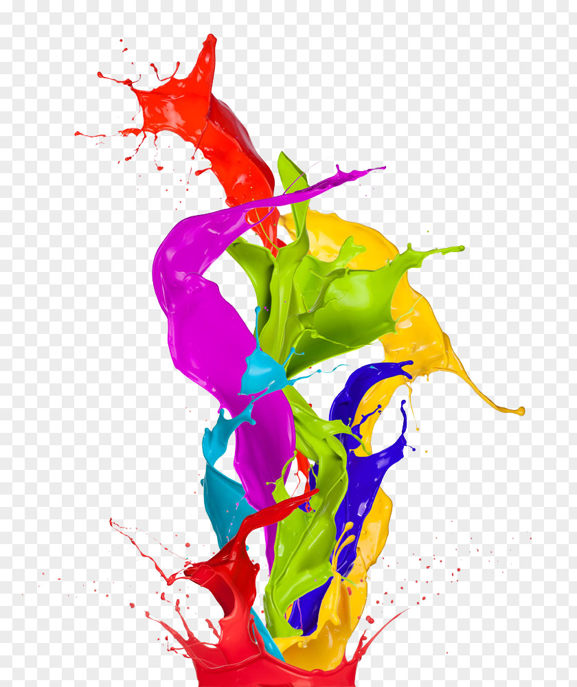 Color Splashed Painted Paint Abstract Art Wallpaper PNG