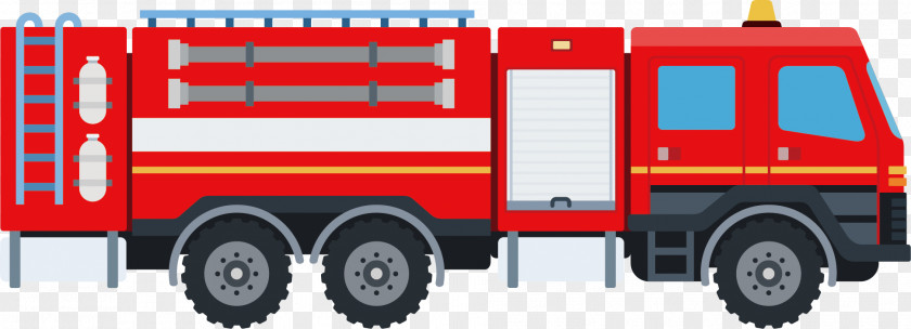Red Fire Truck Vector Engine Car Department Firefighter PNG