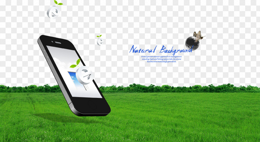 Green Grass Phone Smartphone Advertising Mobile Download Illustration PNG