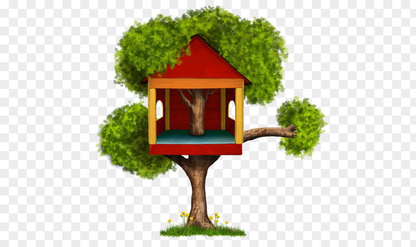 Pretty Red Tree House Clip Art PNG