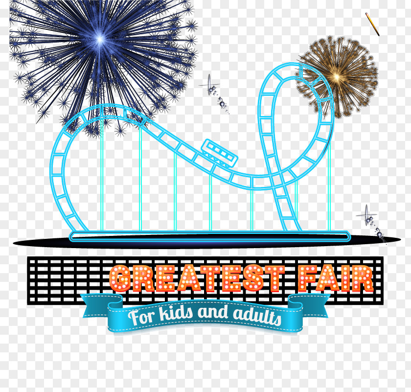 Dream Roller Coaster Amusement Park Poster Vector Material PNG