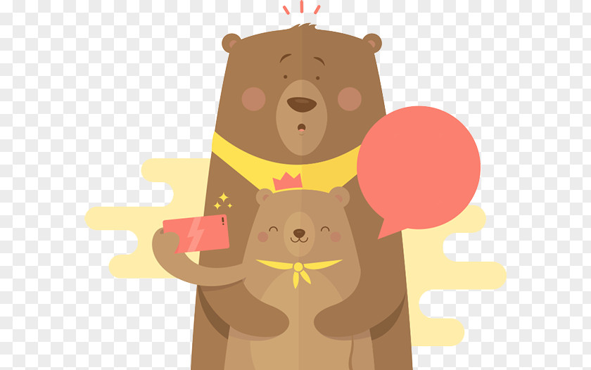 Flat Bear And Cubs Cartoon Illustration PNG