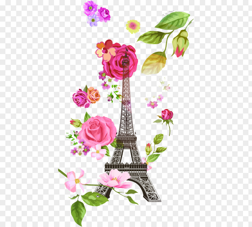 Floral Architectural Elements Eiffel Tower Flower Euclidean Vector PNG