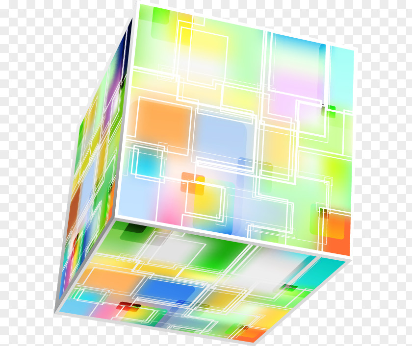 Colored Lines Painted Cube Line PNG