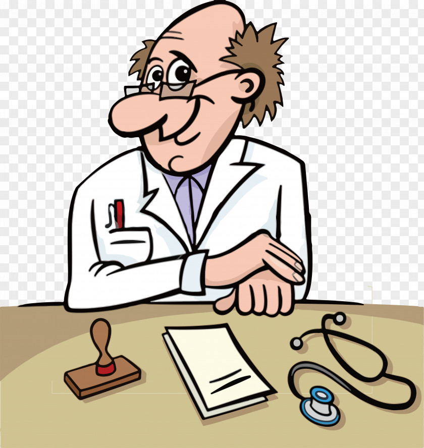 Cartoon Senior Doctor Physician Clinic Illustration PNG