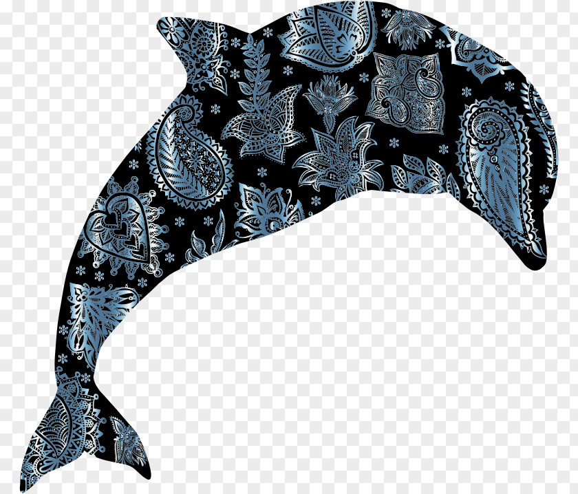 Dolphin Floral Ornament Clip Art PNG