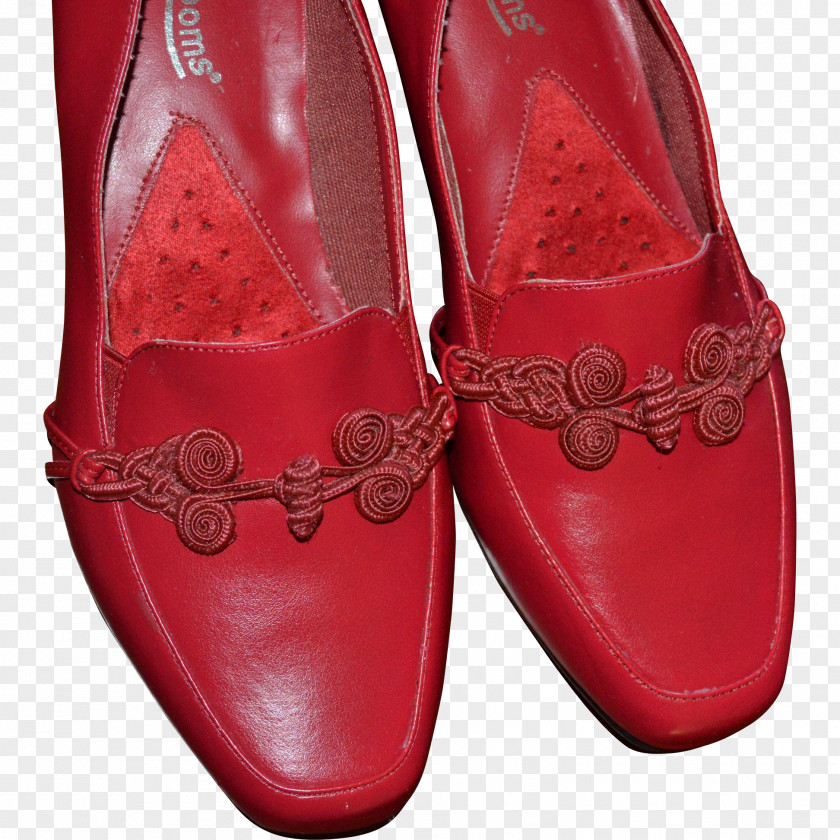 Red Leather Wide Heel Shoes For Women Slip-on Shoe RED.M PNG