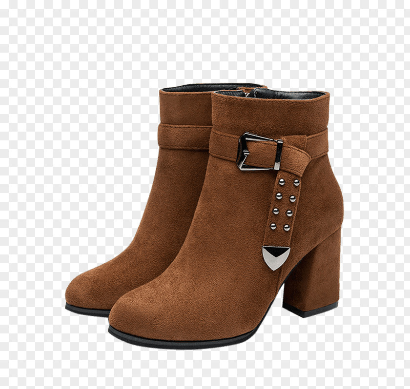 Deep Brown Boot High-heeled Shoe Suede Dress PNG