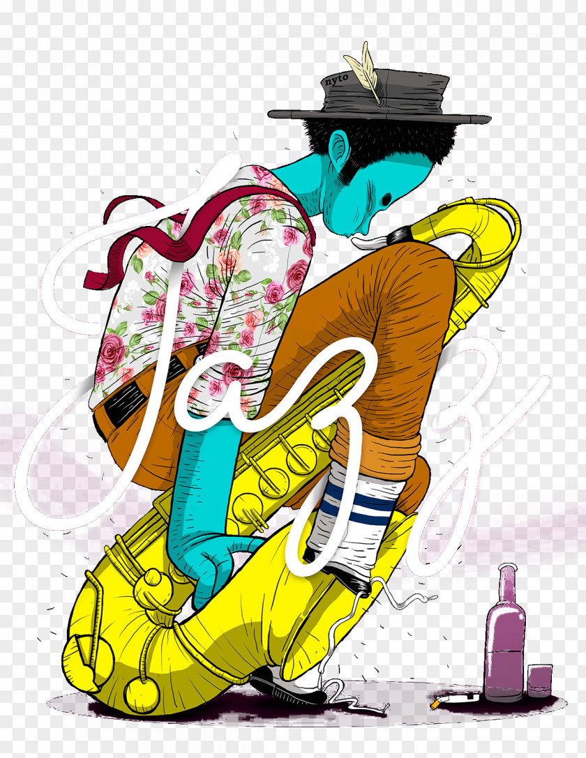 Saxophone Man Illustration PNG